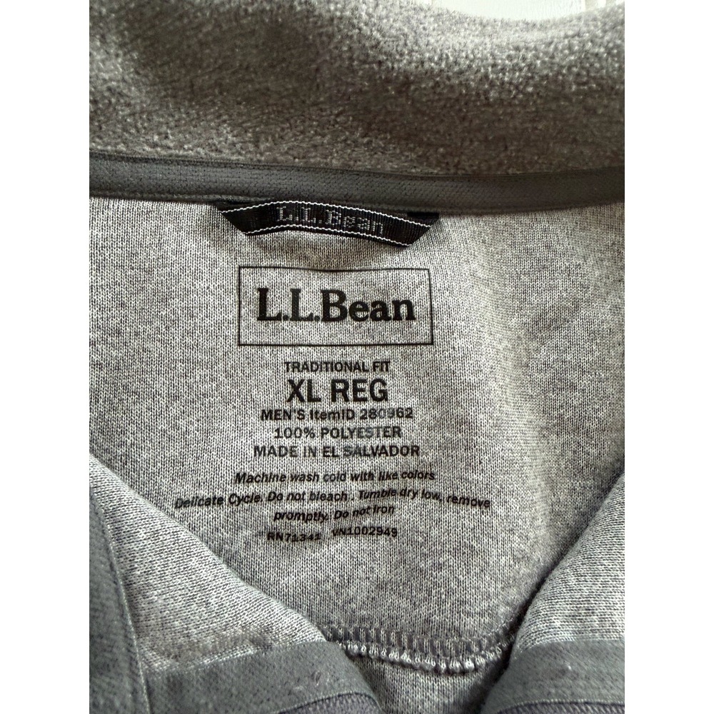 L.L. Bean Mens XL Regular Gray Fleece 1/4 Zip Pullover Chest Pocket Traditional - Picture 5 of 6